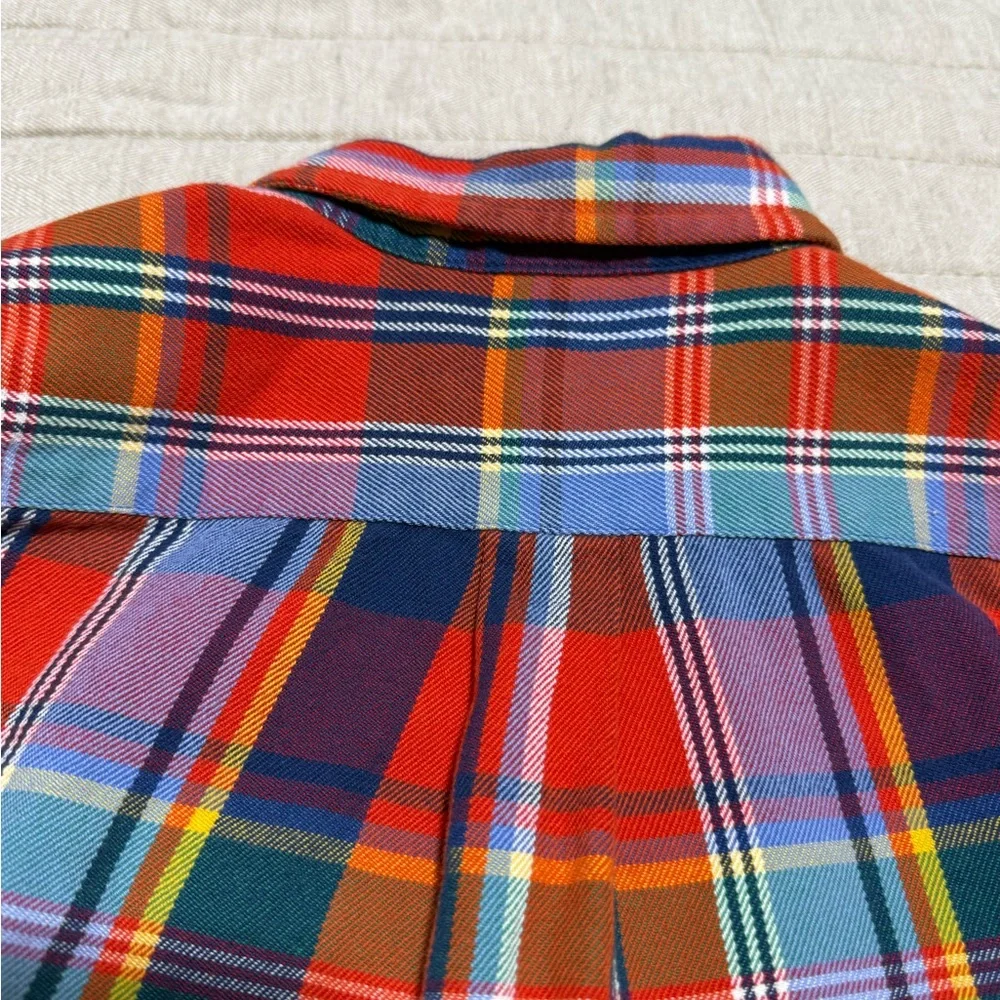 Ralph Lauren Pony Red Blue Plaid Button Down long sleeve Shirt Boys 6 Preppy - Picture 8 of 8